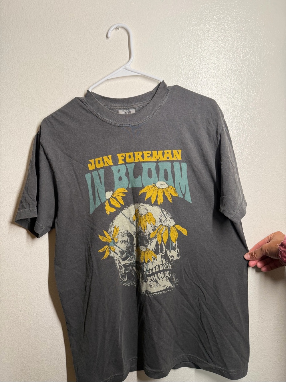 Jon Foreman 'In Bloom' Skull Graphic Tee - Charcoal, Yellow, Teal Comfort Colors